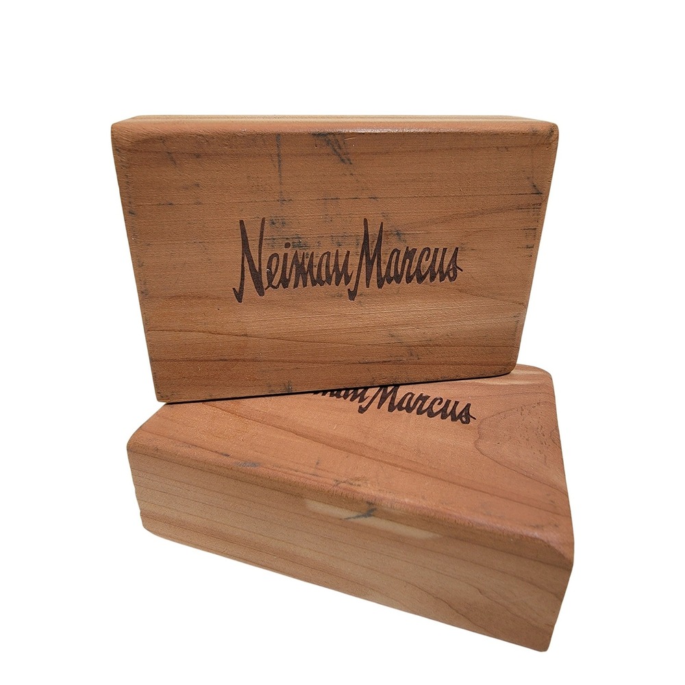 Vintage Neiman Marcus Branded Luxury‎ Aromatic Cedar Closet Blocks Set of 2